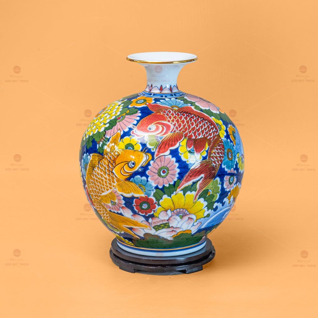 Quả Hút Lộc Nhị Cảnh Niên Niên Hữu Dư Thuận Buồm Vẽ Vàng