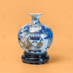 Quả Hút Lộc Men Trắng Hoa Sen Nở Vẽ Vàng