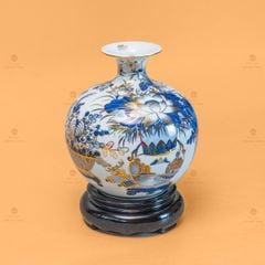 Quả Hút Lộc Men Trắng Hoa Sen Nở Vẽ Vàng