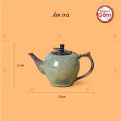 Bộ Ấm Trà Đèn Thần Men Hỏa Biến Khay Trầu