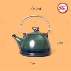 Bộ Ấm Chén Siêu Men Hỏa Biến Xanh Xám