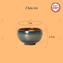 Bộ Ấm Chén Siêu Men Hỏa Biến Xanh Xám