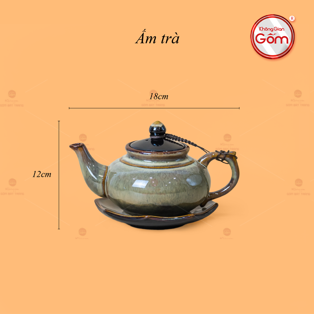 Bộ Ấm Trà Thiên Nga Gấm Hoa Men Hỏa Biến