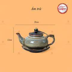 Bộ Ấm Trà Thiên Nga Gấm Hoa Men Hỏa Biến