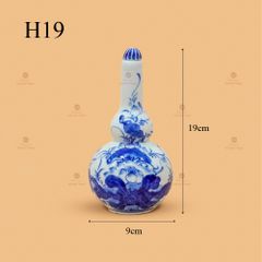 Nậm Rượu Thờ Men Lam Họa Tiết Hoa Sen
