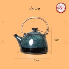 Bộ Ấm Chén Siêu Men Hỏa Biến Rêu Lòng Hoa