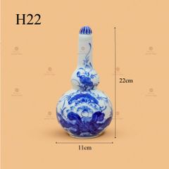 Nậm Rượu Thờ Men Lam Họa Tiết Hoa Sen