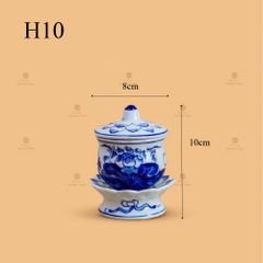 Hũ Thờ Men Lam Họa Tiết Hoa Sen