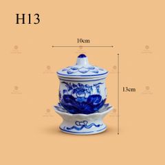 Hũ Thờ Men Lam Họa Tiết Hoa Sen
