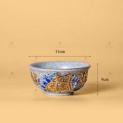 Bát Cơm Thờ Men Rạn Vẽ Vàng Họa Tiết Hoa Sen
