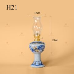 Đèn Dầu Thờ Men Rạn Nổi Họa Tiết Cuốn Thư