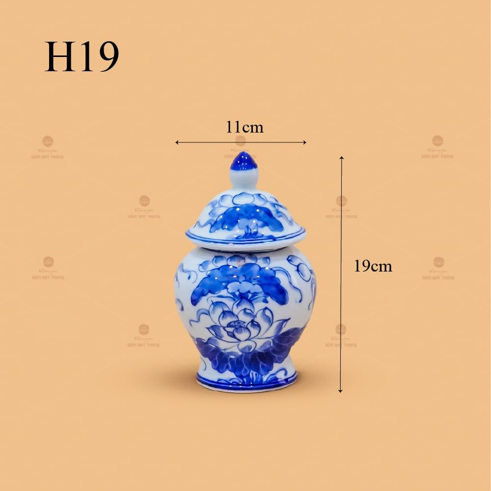 Chóe Thờ Men Lam Họa Tiết Hoa Sen
