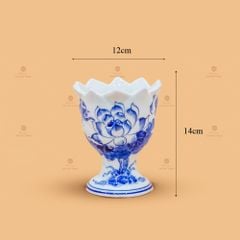 Ly Phật Thủ Men Lam Họa Tiết Hoa Sen
