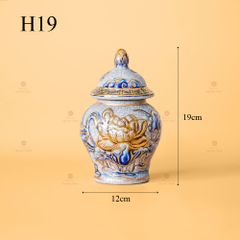 Chóe Thờ Men Rạn Vẽ Vàng Họa Tiết Hoa Sen