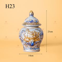Chóe Thờ Men Rạn Vẽ Vàng Họa Tiết Hoa Sen