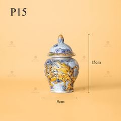 Chóe Thờ Men Rạn Vẽ Vàng Họa Tiết Kim Long