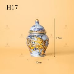 Chóe Thờ Men Rạn Vẽ Vàng Họa Tiết Kim Long