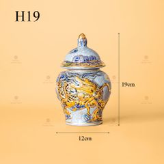 Chóe Thờ Men Rạn Vẽ Vàng Họa Tiết Kim Long