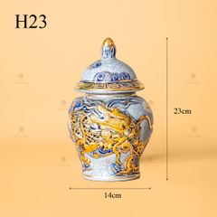 Chóe Thờ Men Rạn Vẽ Vàng Họa Tiết Kim Long