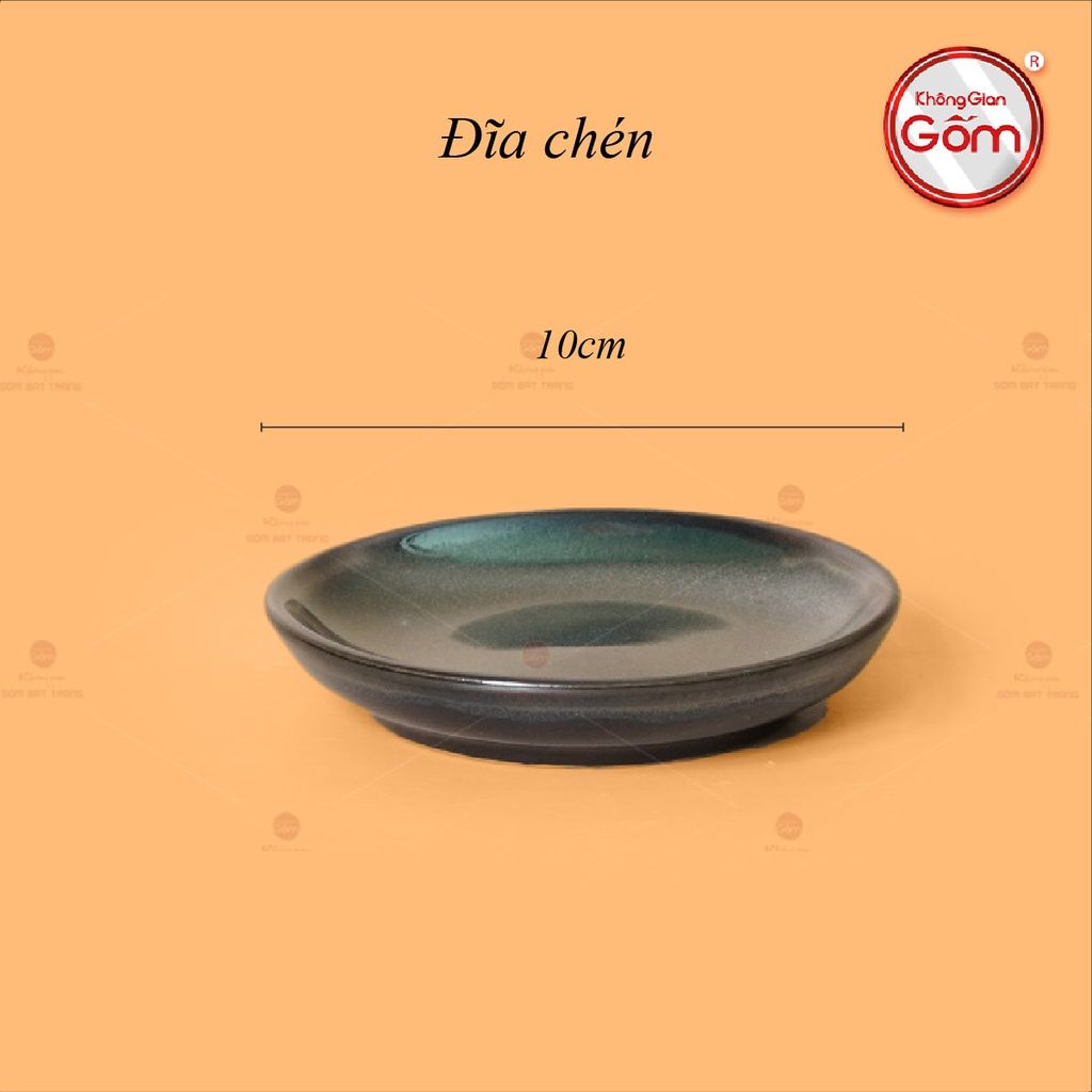 Bộ Ấm Chén Siêu Men Hỏa Biến Xanh Xám