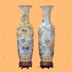 Lộc Bình Phúc Đức Men Rạn Đắp Nổi Vẽ Vàng
