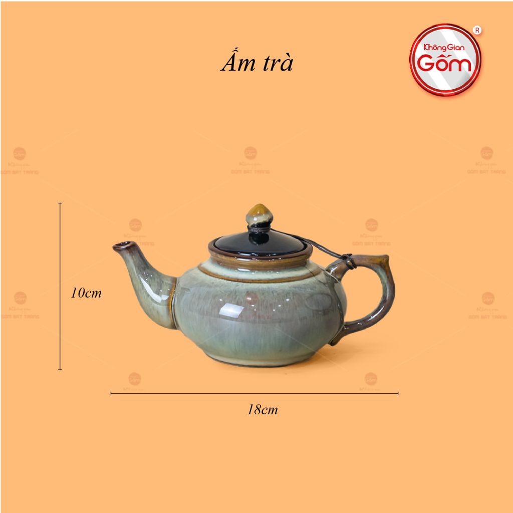 Bộ Ấm Trà Thiên Nga Men Hỏa Biến Khay Trầu