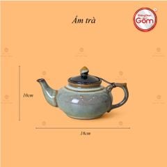 Bộ Ấm Trà Thiên Nga Men Hỏa Biến Khay Trầu