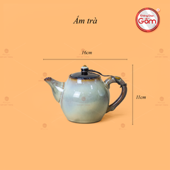 Bộ Ấm Trà Bầu Gấm Hoa Men Hỏa Biến