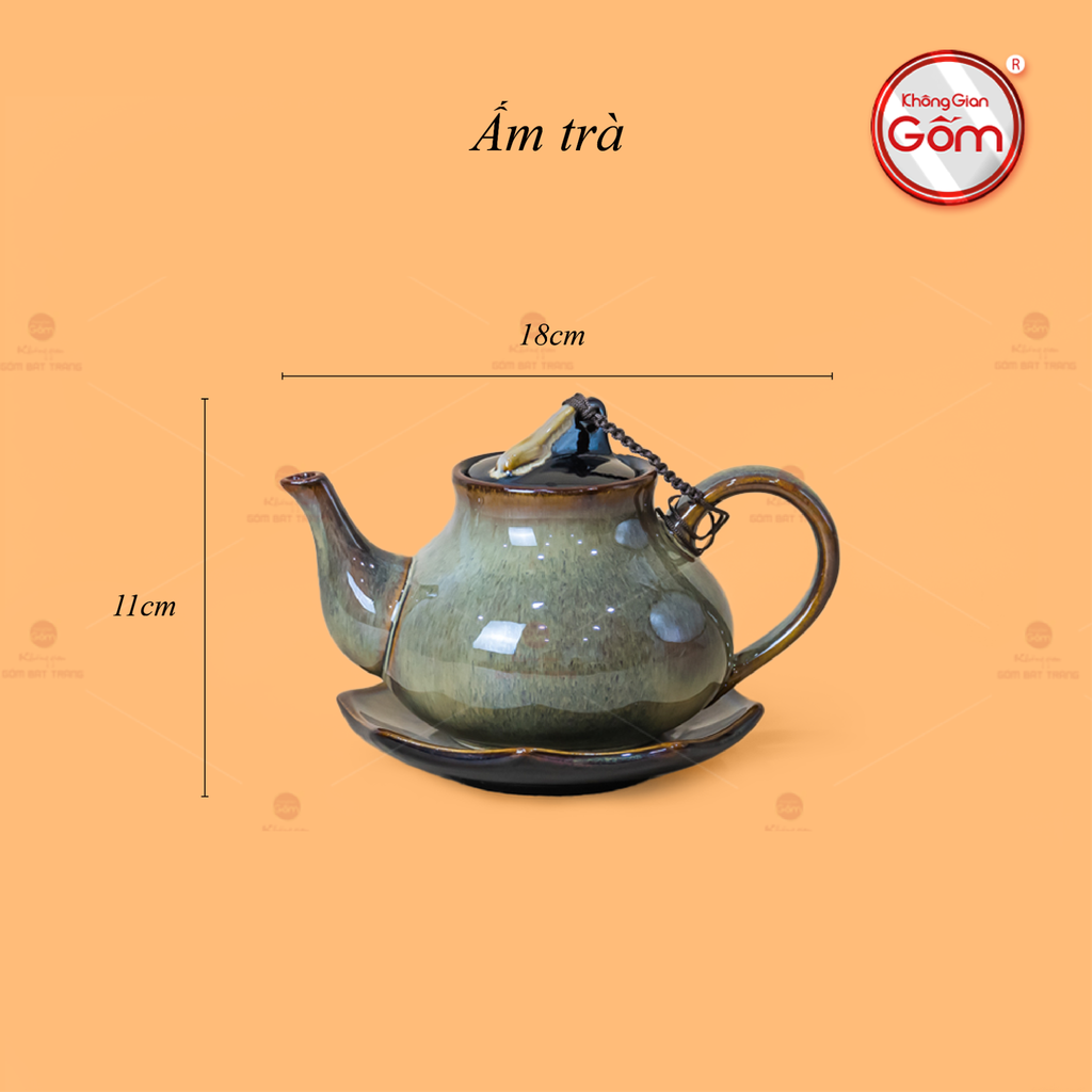 Bộ Ấm Trà Hồ Lô Men Hỏa Biến Khay Bông