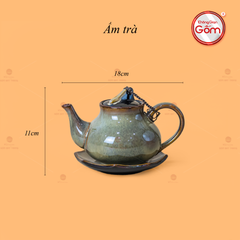 Bộ Ấm Trà Hồ Lô Men Hỏa Biến Khay Bông