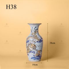 Lọ Hoa Men Rạn Vẽ Vàng Họa Tiết Rồng