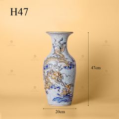 Lọ Hoa Men Rạn Vẽ Vàng Họa Tiết Rồng
