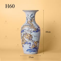 Lọ Hoa Men Rạn Vẽ Vàng Họa Tiết Rồng