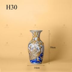 Lọ Hoa Men Rạn Vẽ Vàng Họa Tiết Công Đào