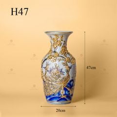 Lọ Hoa Men Rạn Vẽ Vàng Họa Tiết Công Đào