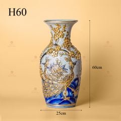 Lọ Hoa Men Rạn Vẽ Vàng Họa Tiết Công Đào