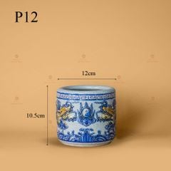 Bát Hương Thờ Men Rạn Nổi Họa Tiết Song Long Chầu Nguyệt