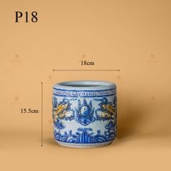 Bát Hương Thờ Men Rạn Nổi Họa Tiết Song Long Chầu Nguyệt
