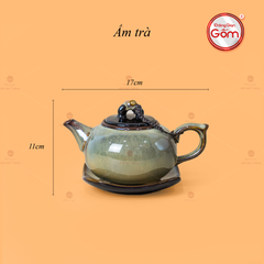 Bộ Ấm Trà Quả Hồng Men Hỏa Biến Khay Sen Dài