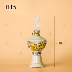 Đèn Dầu Thờ Men Hoàng Tộc Vẽ Vàng Họa Tiết Cuốn Thư