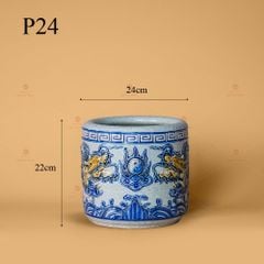 Bát Hương Thờ Men Rạn Nổi Họa Tiết Song Long Chầu Nguyệt