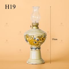 Đèn Dầu Thờ Men Hoàng Tộc Vẽ Vàng Họa Tiết Cuốn Thư