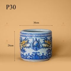Bát Hương Thờ Men Rạn Nổi Họa Tiết Song Long Chầu Nguyệt