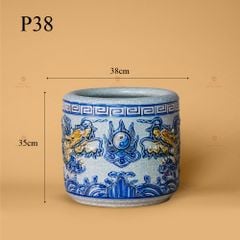 Bát Hương Thờ Men Rạn Nổi Họa Tiết Song Long Chầu Nguyệt
