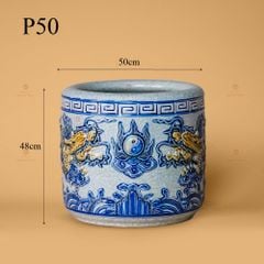 Bát Hương Thờ Men Rạn Nổi Họa Tiết Song Long Chầu Nguyệt