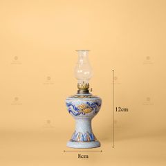 Đèn Dầu Thờ Men Rạn Vẽ Vàng Họa Tiết Cuốn Thư