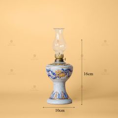 Đèn Dầu Thờ Men Rạn Vẽ Vàng Họa Tiết Cuốn Thư