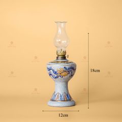 Đèn Dầu Thờ Men Rạn Vẽ Vàng Họa Tiết Cuốn Thư