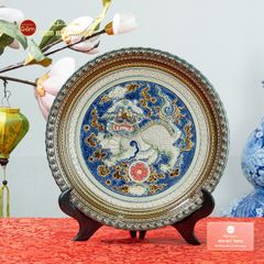 Đĩa Trưng Bày Đắp Nổi Vẽ Màu Lân Quy Phụng