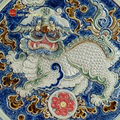 Đĩa Trưng Bày Đắp Nổi Vẽ Màu Lân Quy Phụng